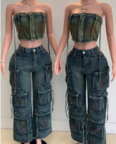 Acid Wash Pant Set